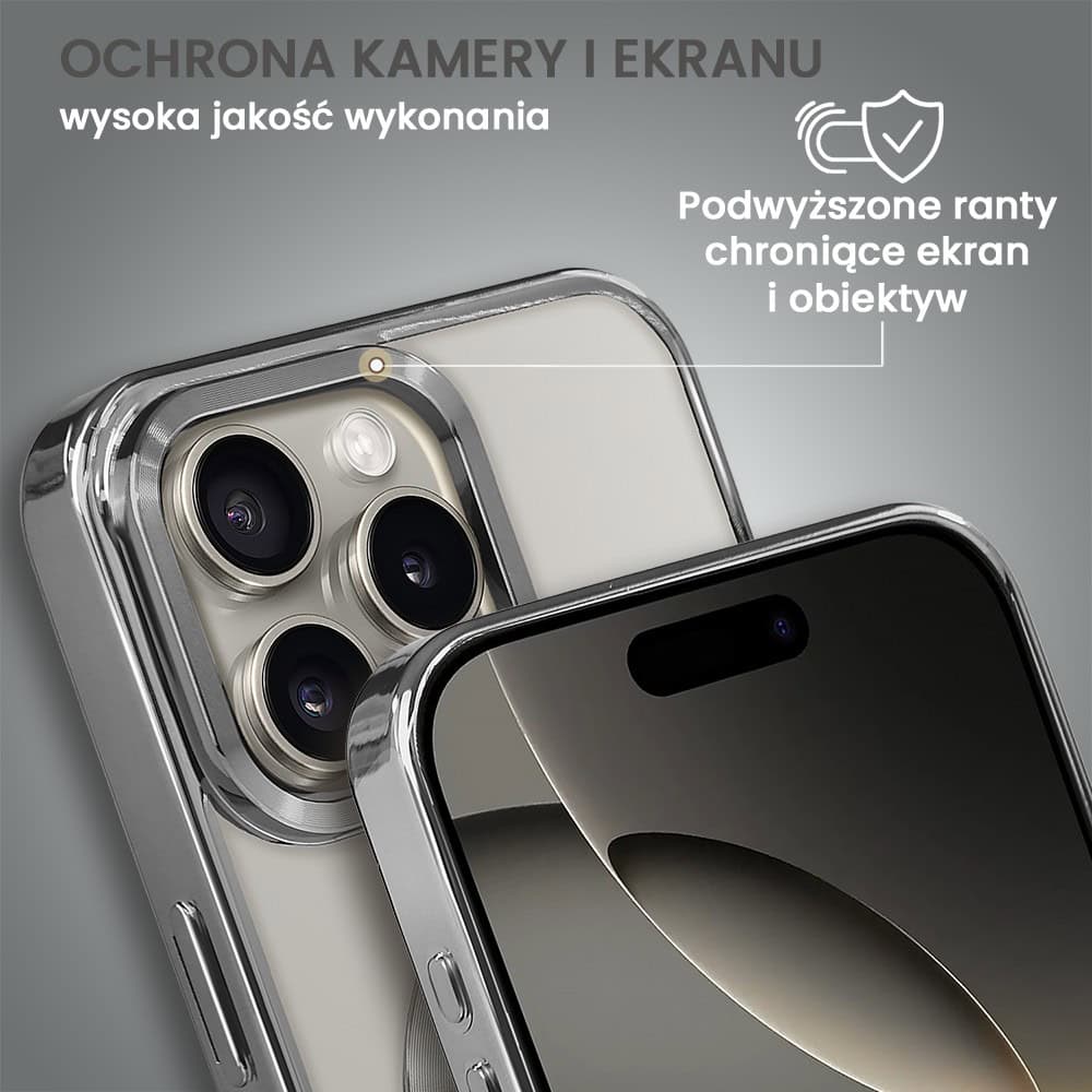 Etui do iPhone 16 Pro MagSafe Luxury, przeźroczyste, tytanowe