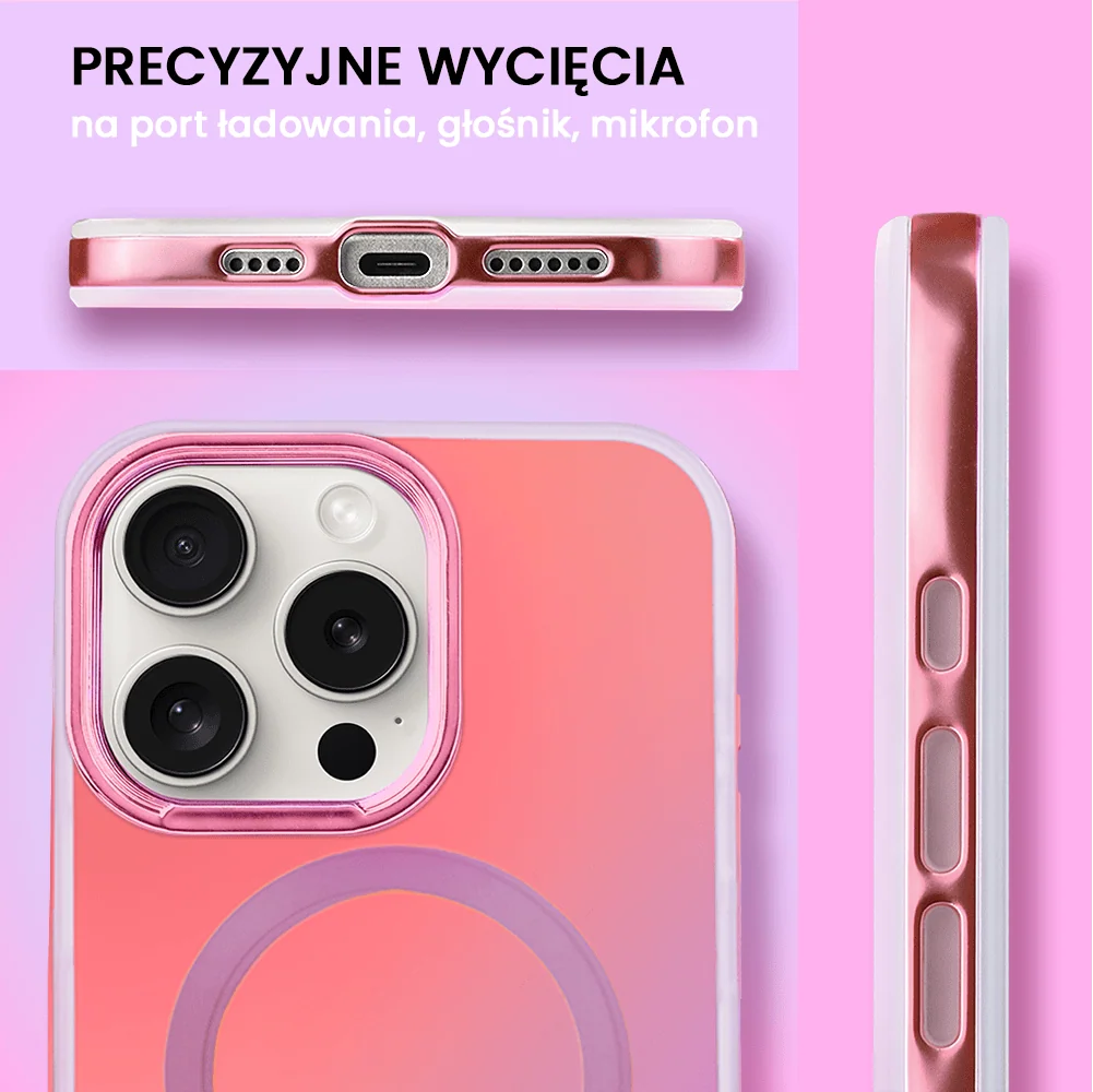 Etui do iPhone 16 Pro MagSafe Miami Vibe, głęboki mieniący się kolor, różowe ombre (OUTLET)