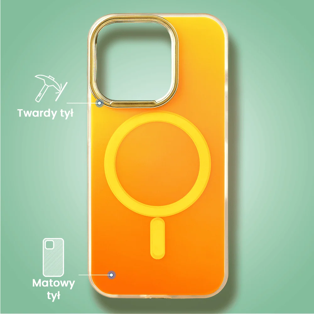 Etui do iPhone 16 Pro MagSafe Miami Vibe, głęboki mieniący się kolor, słoneczna poświata i złote akcenty (OUTLET)
