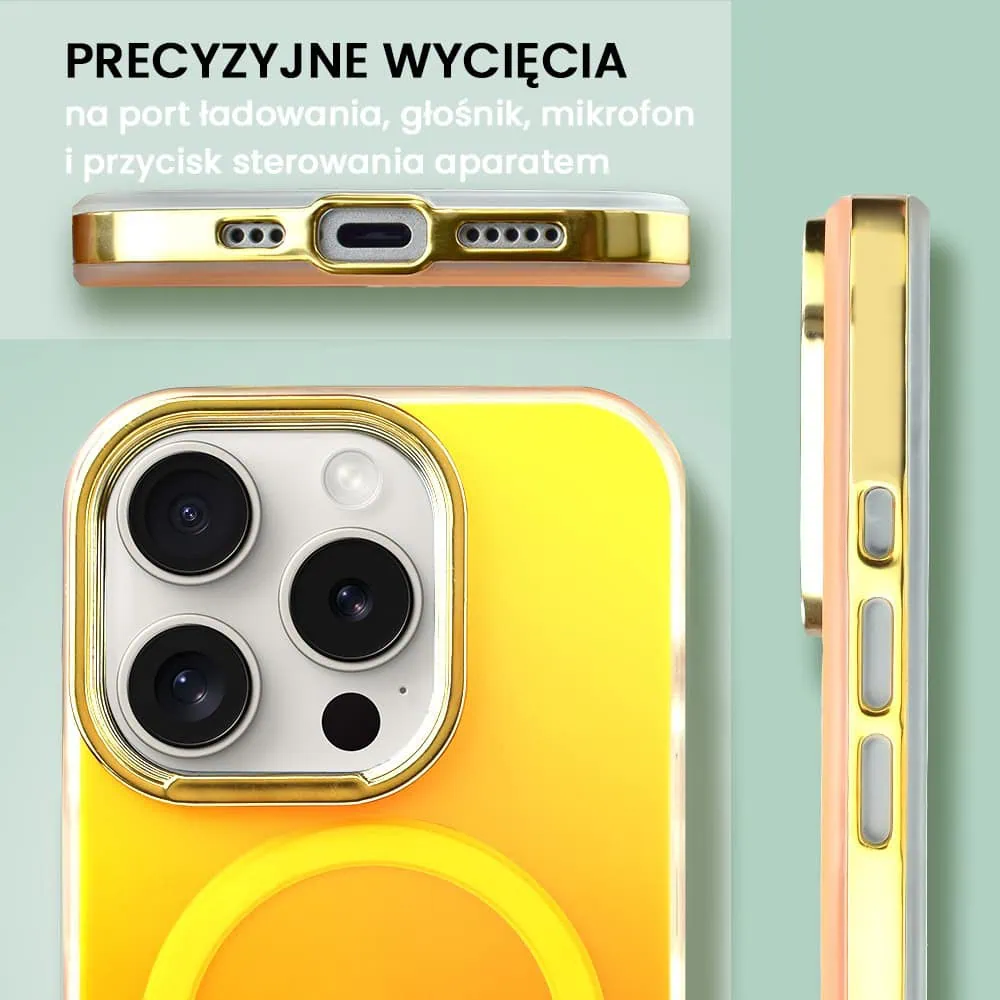 Etui do iPhone 16 Pro MagSafe Miami Vibe, głęboki mieniący się kolor, słoneczna poświata i złote akcenty (OUTLET)