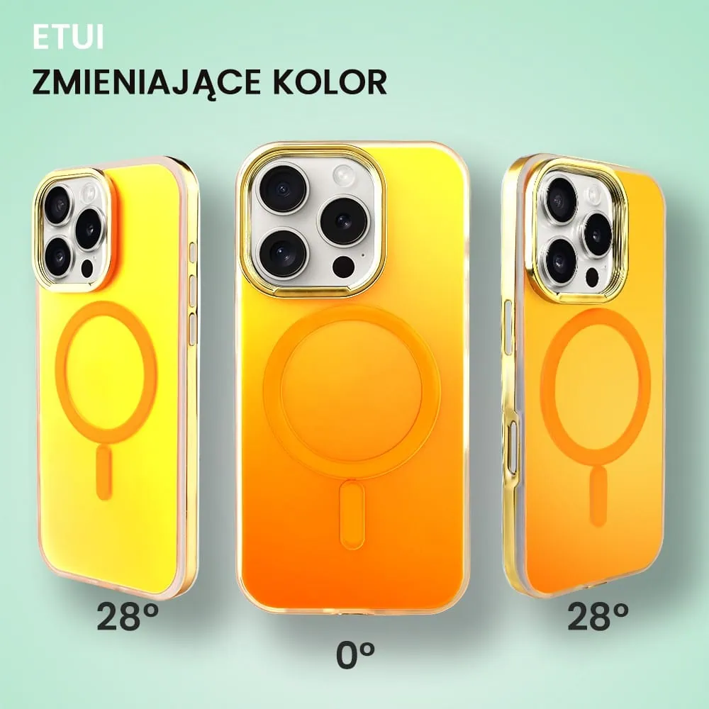 Etui do iPhone 16 Pro MagSafe Miami Vibe, głęboki mieniący się kolor, słoneczna poświata i złote akcenty (OUTLET)