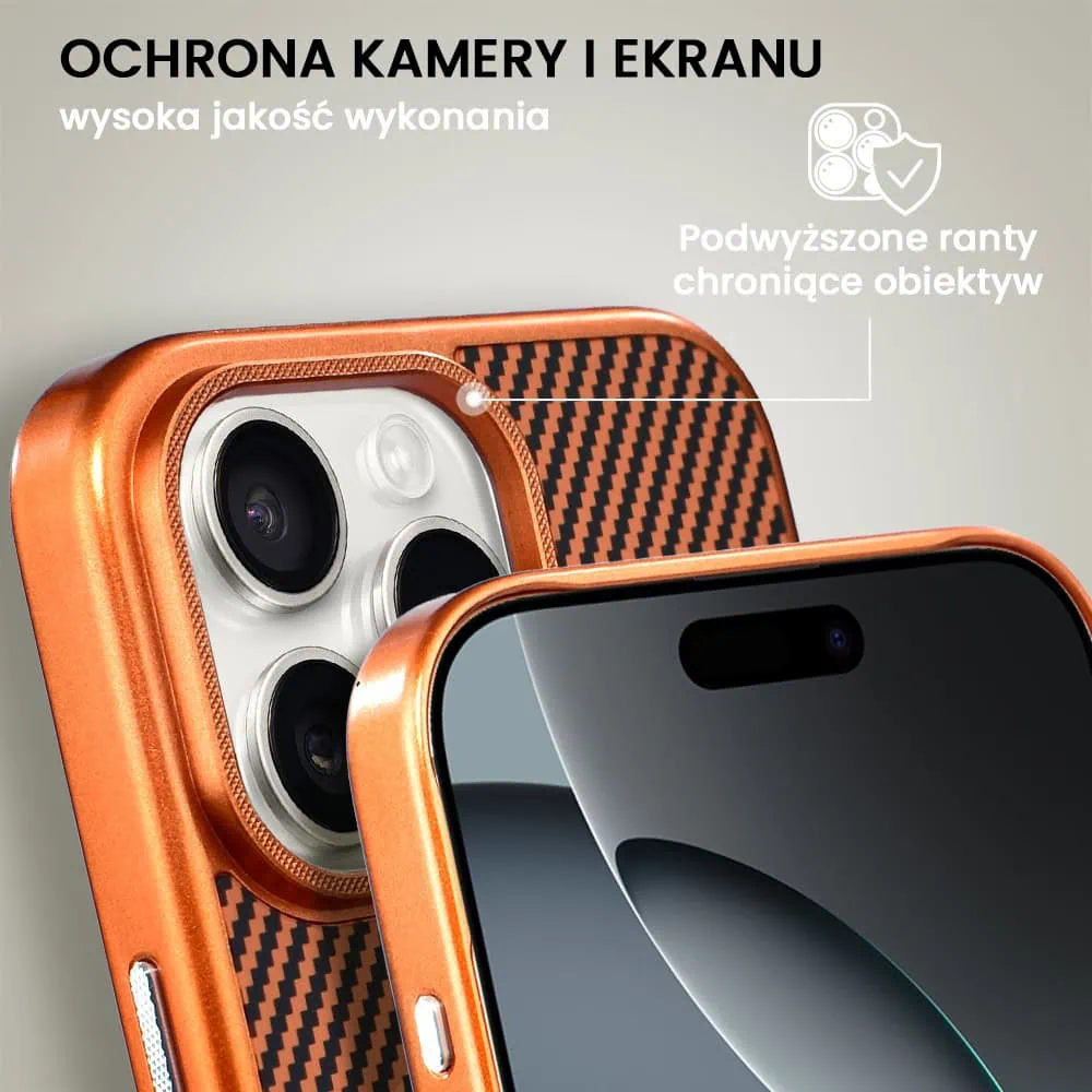 Etui do iPhone 16 Pro MagSafe Slim Carbon, miedziane