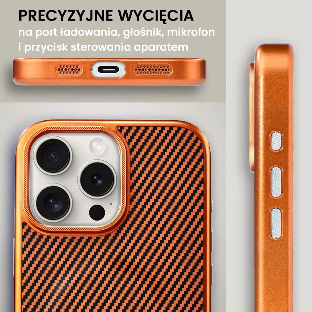 Etui do iPhone 16 Pro MagSafe Slim Carbon, miedziane