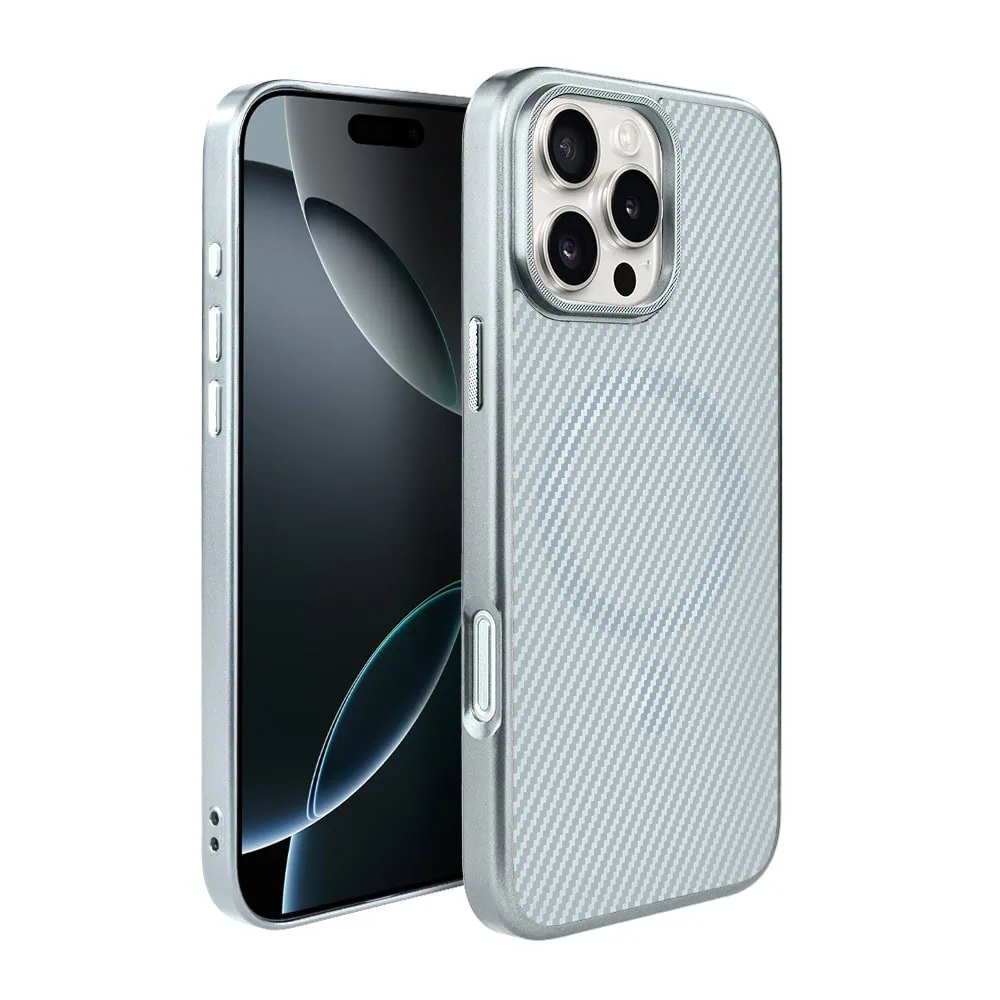 Etui do iPhone 16 Pro Max MagSafe Slim Carbon, srebrne