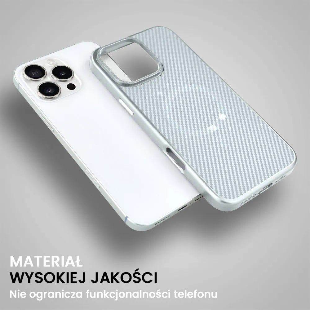 Etui do iPhone 16 Pro Max MagSafe Slim Carbon, srebrne