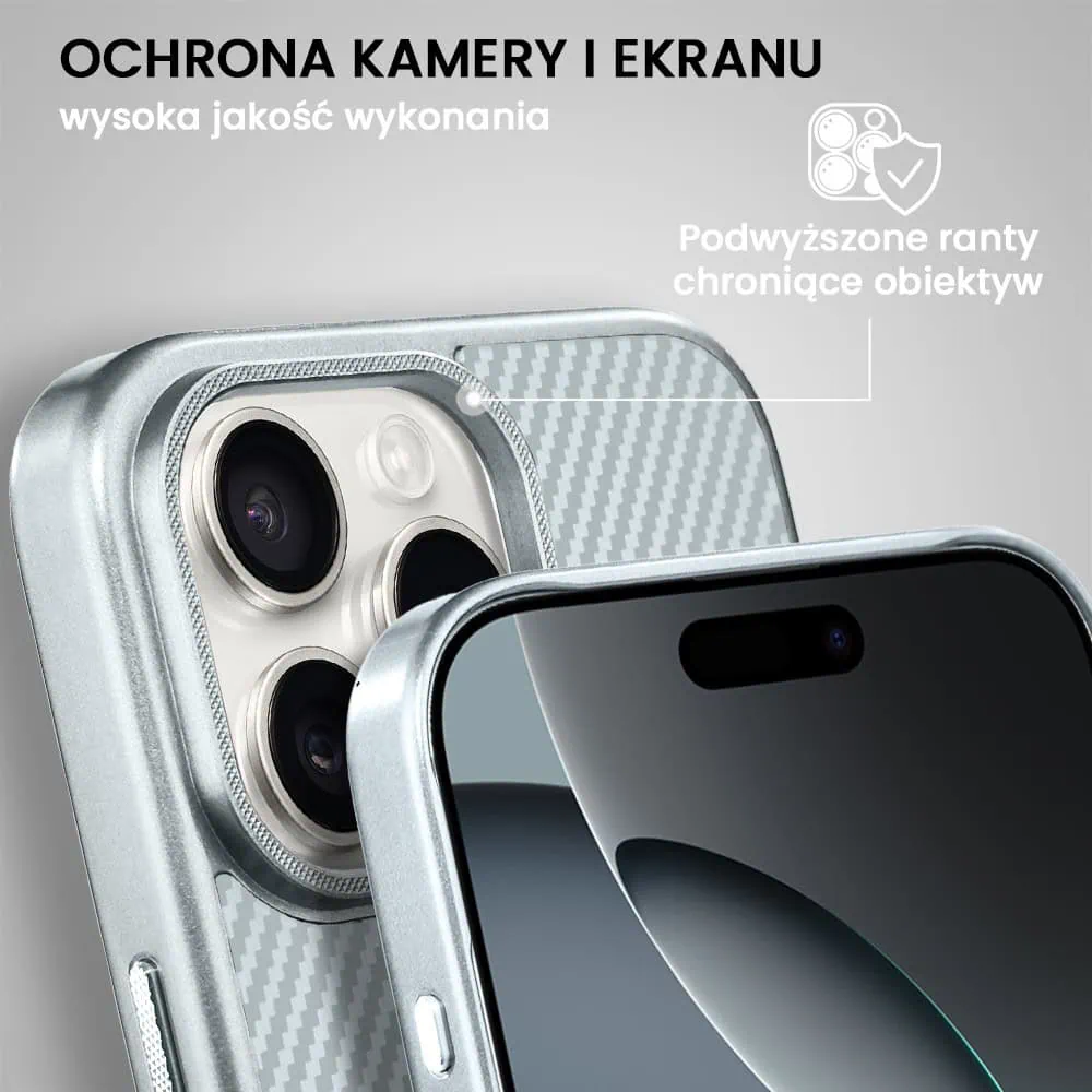 Etui do iPhone 16 Pro Max MagSafe Slim Carbon, srebrne