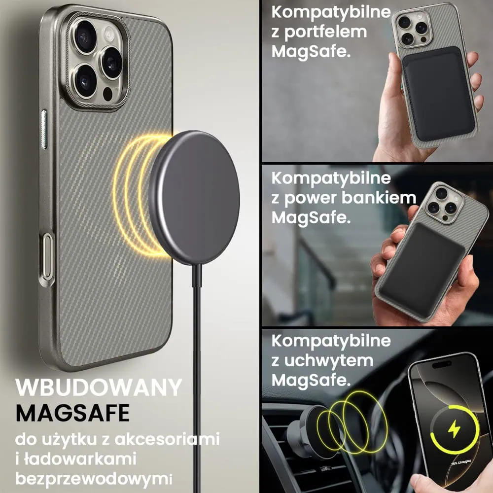 Etui do iPhone 16 Pro Max MagSafe Slim Carbon, tytanowe