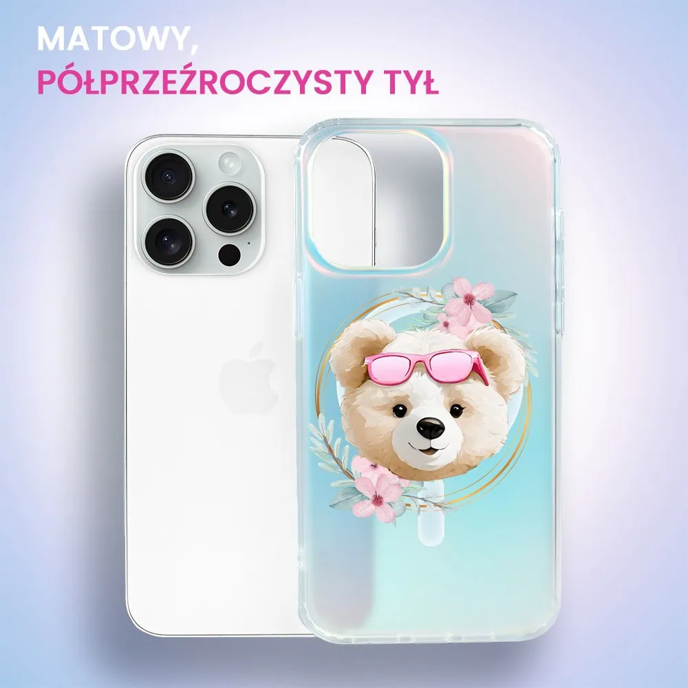 Etui do iPhone 16 Pro MagSafe Bear With Me, Flower Queen, miś z kwiatami, zmieniające kolor