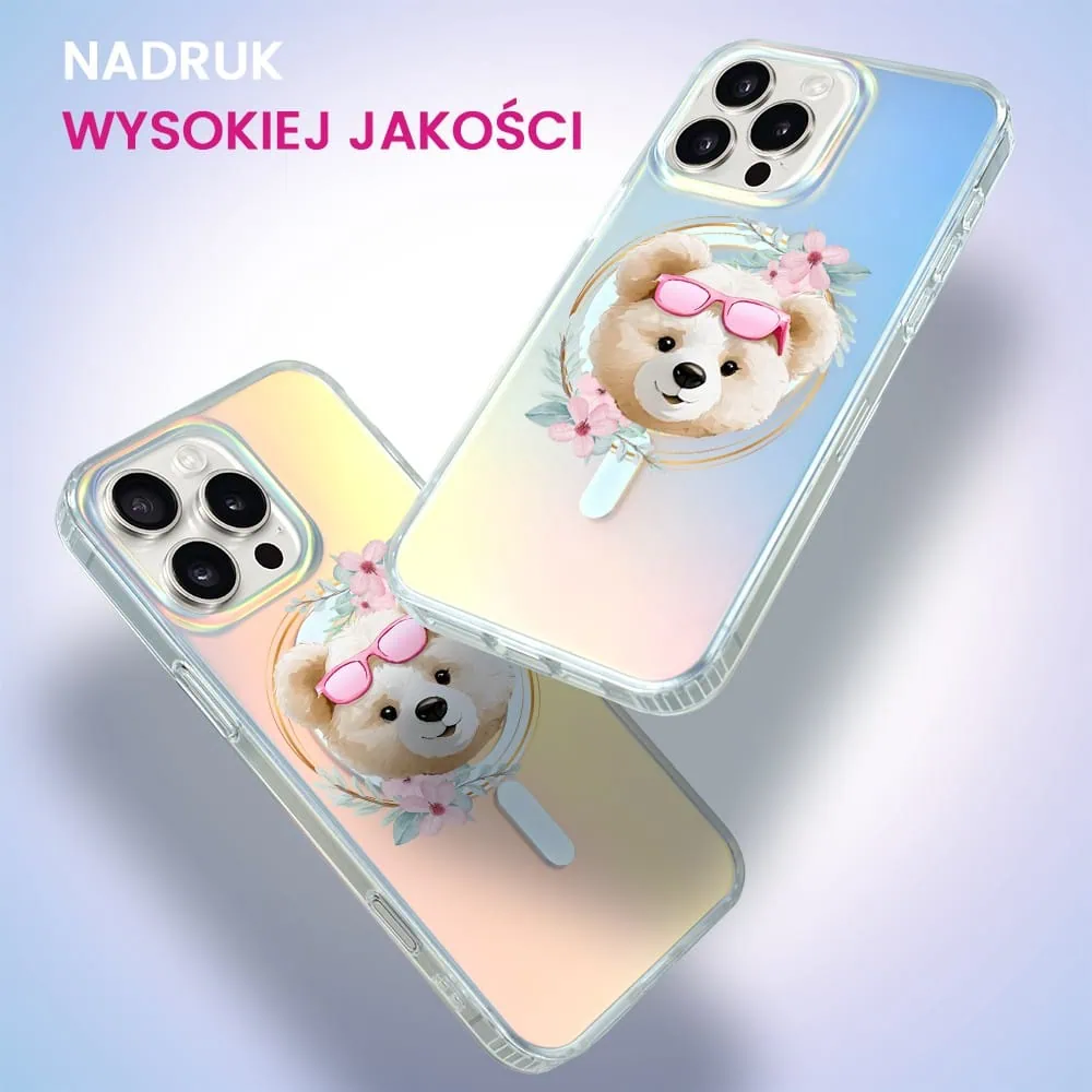 Etui do iPhone 16 Pro MagSafe Bear With Me, Flower Queen, miś z kwiatami, zmieniające kolor
