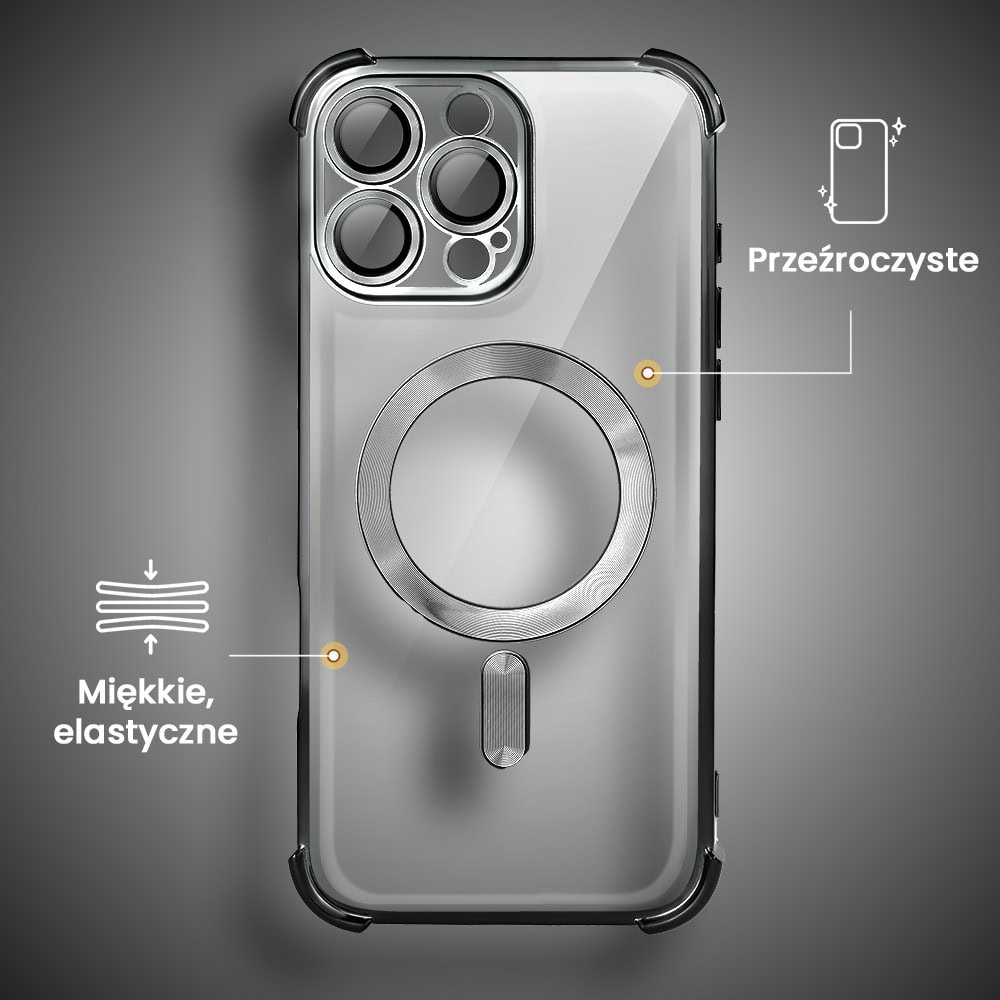 Etui do iPhone 16 Pro MagSafe Luxury Anti-Shock Lens Protect, czarne