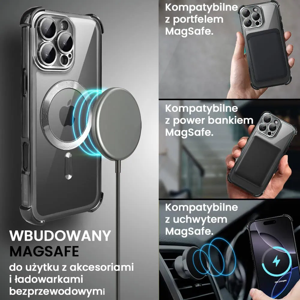 Etui do iPhone 16 Pro MagSafe Luxury Anti-Shock Lens Protect, czarne