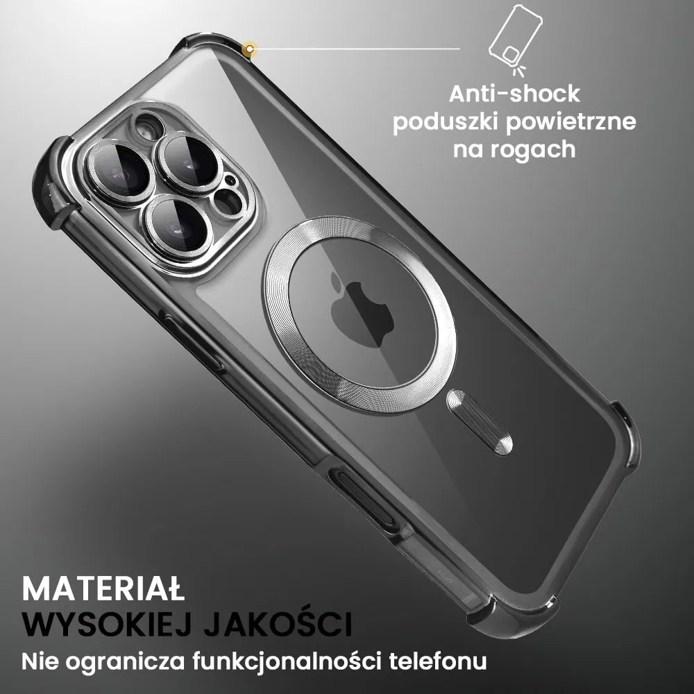 Etui do iPhone 16 Pro MagSafe Luxury Anti-Shock Lens Protect, czarne