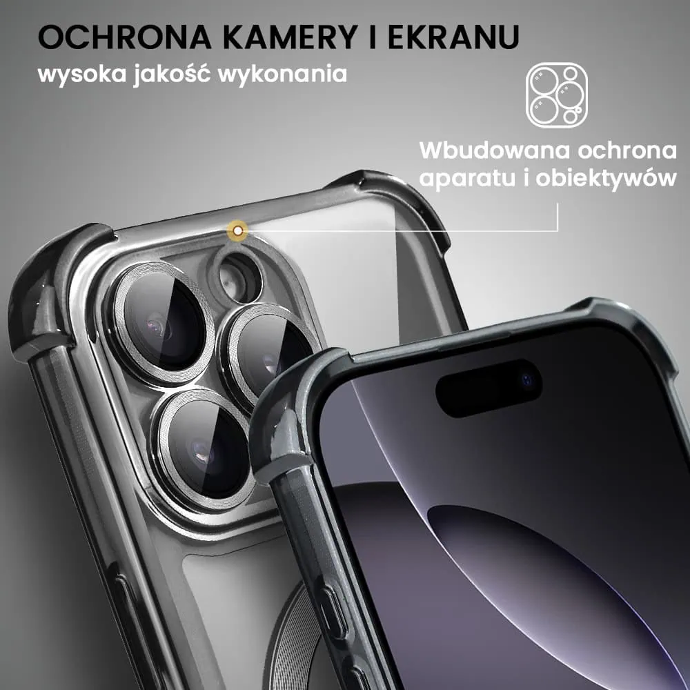 Etui do iPhone 16 Pro MagSafe Luxury Anti-Shock Lens Protect, czarne