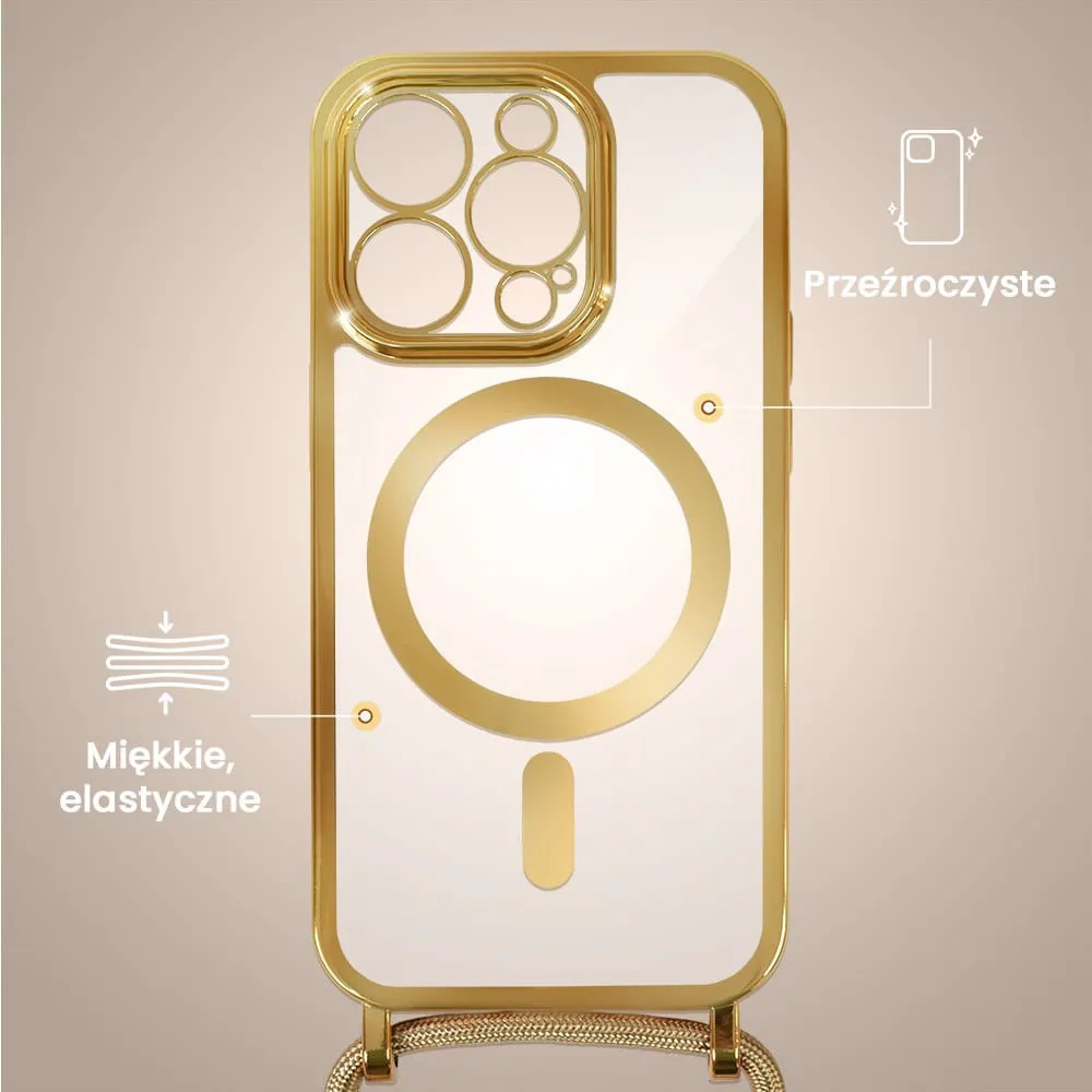 Etui do iPhone 16 Pro Magsafe Slim Crossbody, jak torebka, złote (OUTLET)