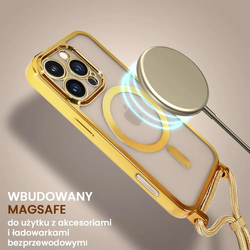 Etui do iPhone 16 Pro Magsafe Slim Crossbody, jak torebka, złote (OUTLET)