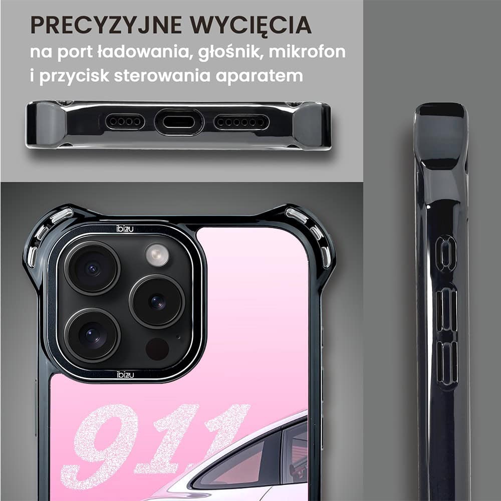 Etui do iPhone 16 Pro Max, Ibizu DropGuard Ultra z MagSafe, TechDrive, 911 różowe
