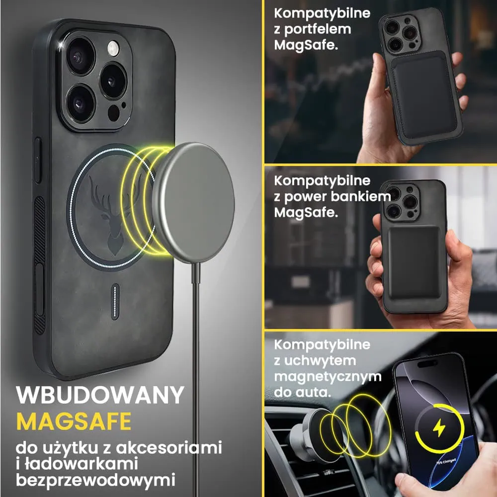 Etui do iPhone 16 Pro Alcantara Magsafe Cover, przyjemne w dotyku, czarne