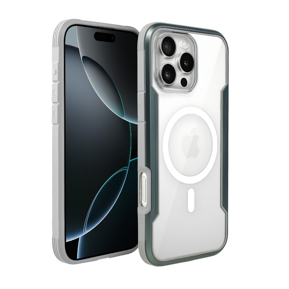 Etui do iPhone 16 Pro Max AluHybrid z MagSafe, twardy tył z metalowym wzmocnieniem, szare