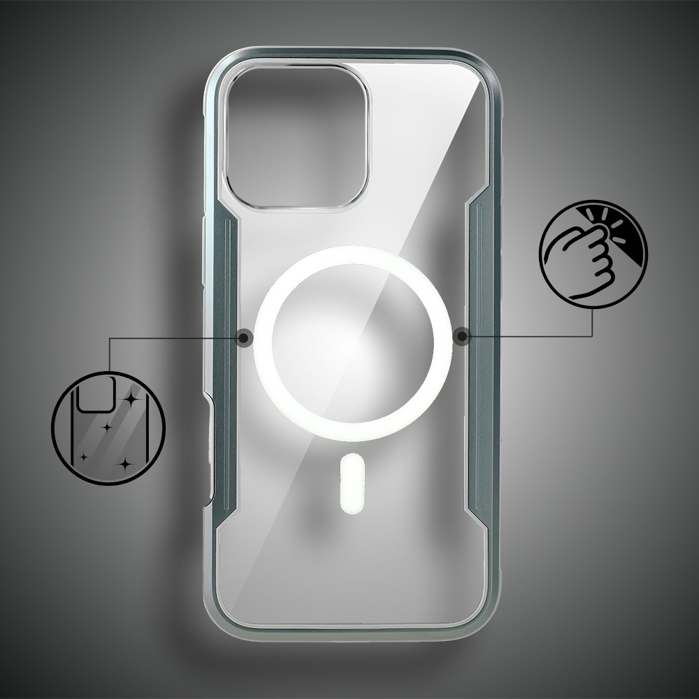 Etui do iPhone 16 Pro Max AluHybrid z MagSafe, twardy tył z metalowym wzmocnieniem, szare