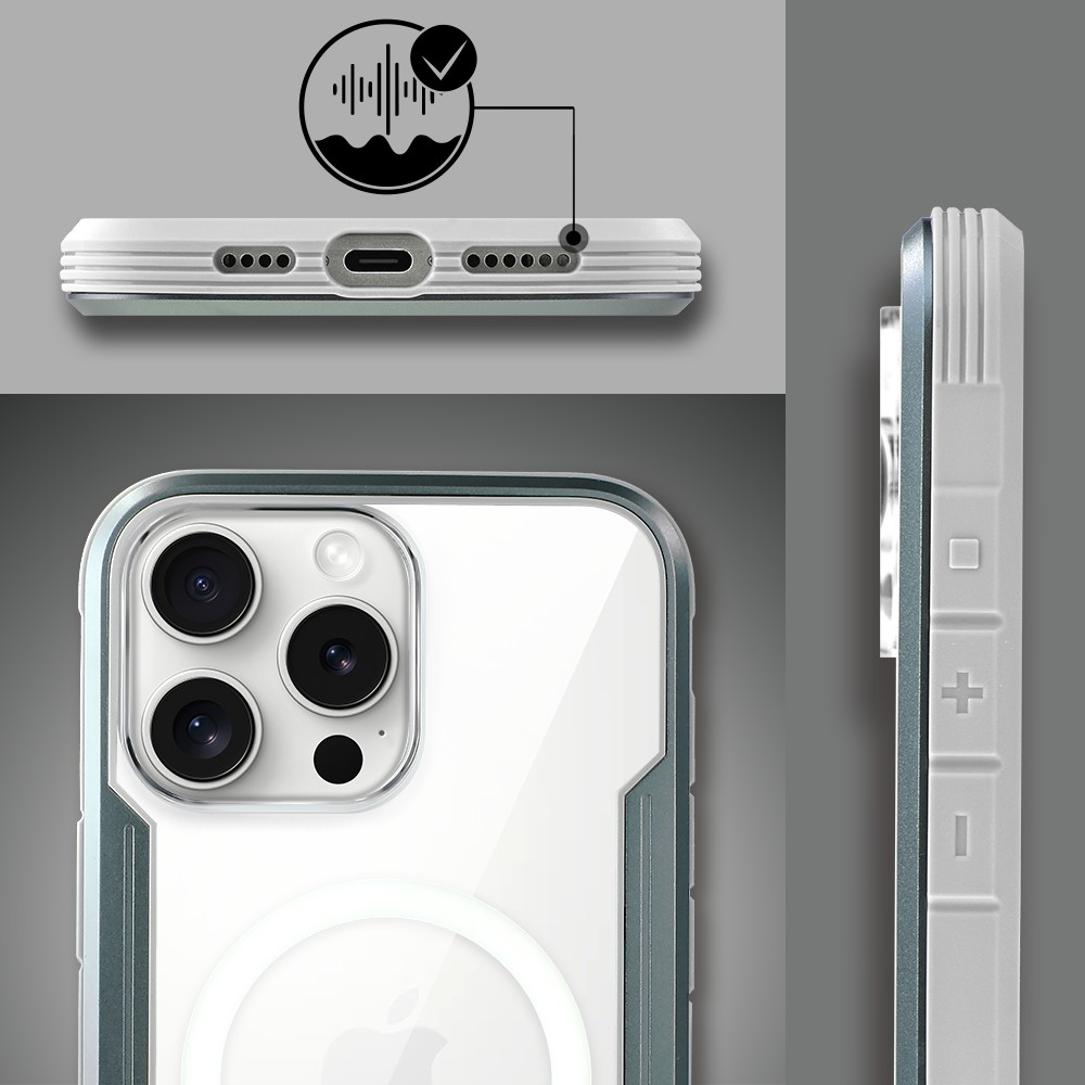 Etui do iPhone 16 Pro Max AluHybrid z MagSafe, twardy tył z metalowym wzmocnieniem, szare