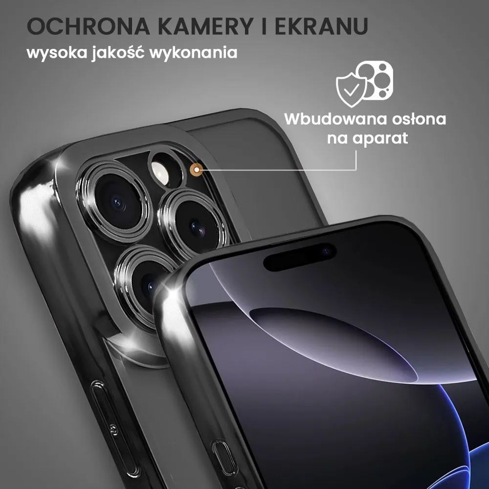 Etui do iPhone 16 Pro Camera High PRO z osłoną kamery, czarne grafitowe