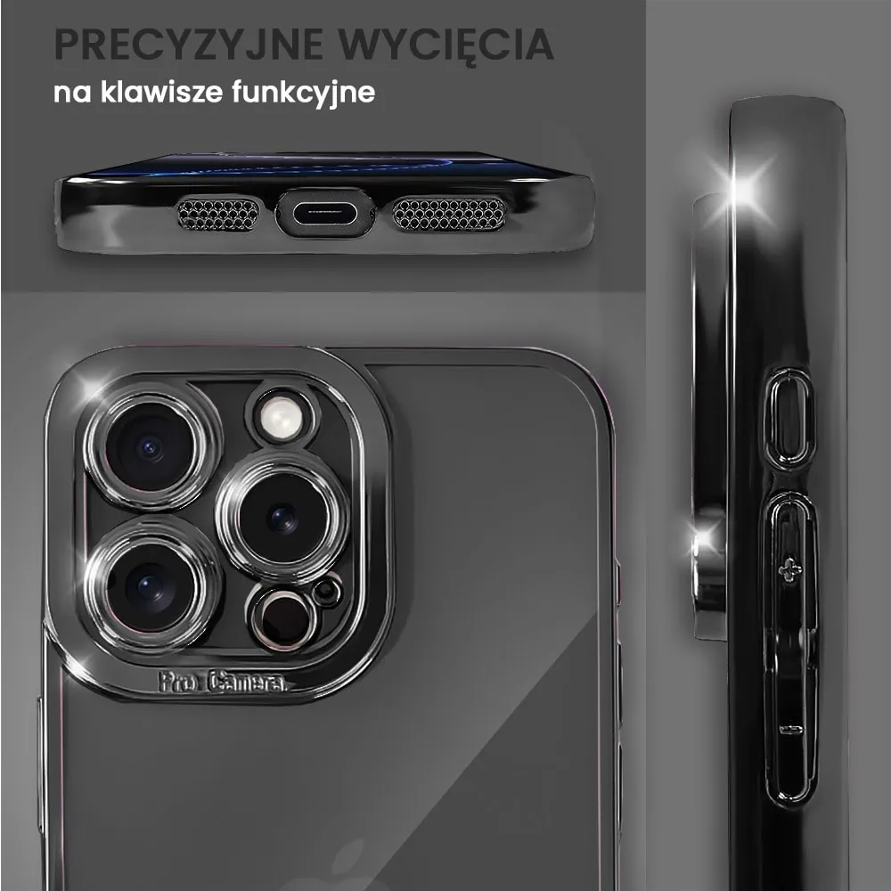 Etui do iPhone 16 Pro Camera High PRO z osłoną kamery, czarne grafitowe