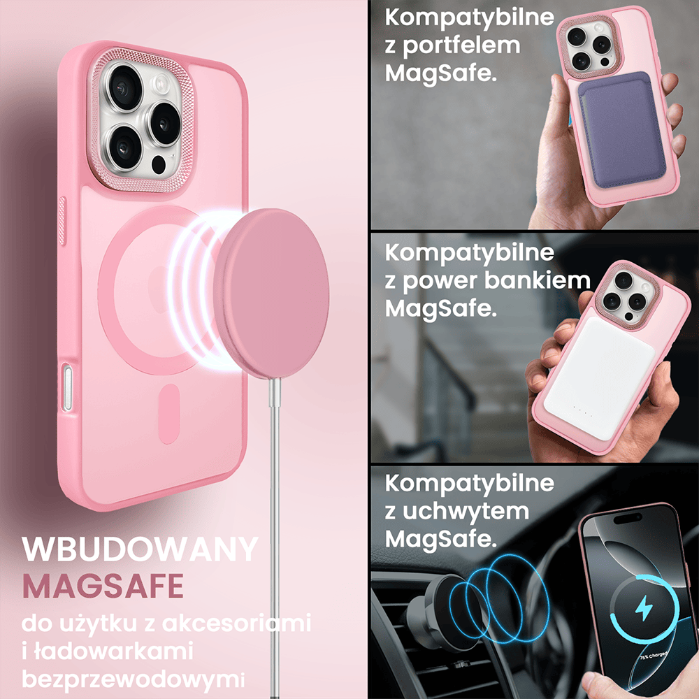 Etui do iPhone 16 Pro Max Color Flush Frame z MagSafe, różowe