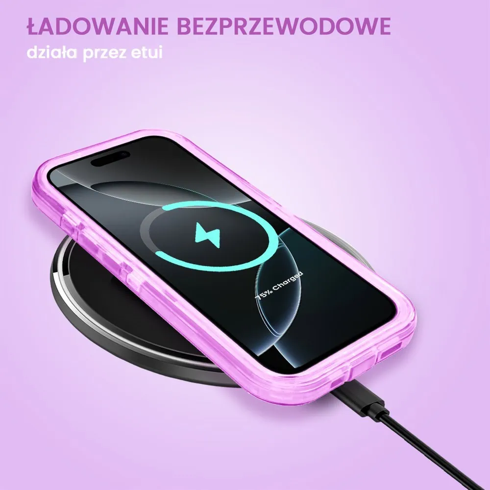 Etui do iPhone 16 Pro Crystal Armor Magsafe, Anti-Drop pancerne 3w1, ametyst