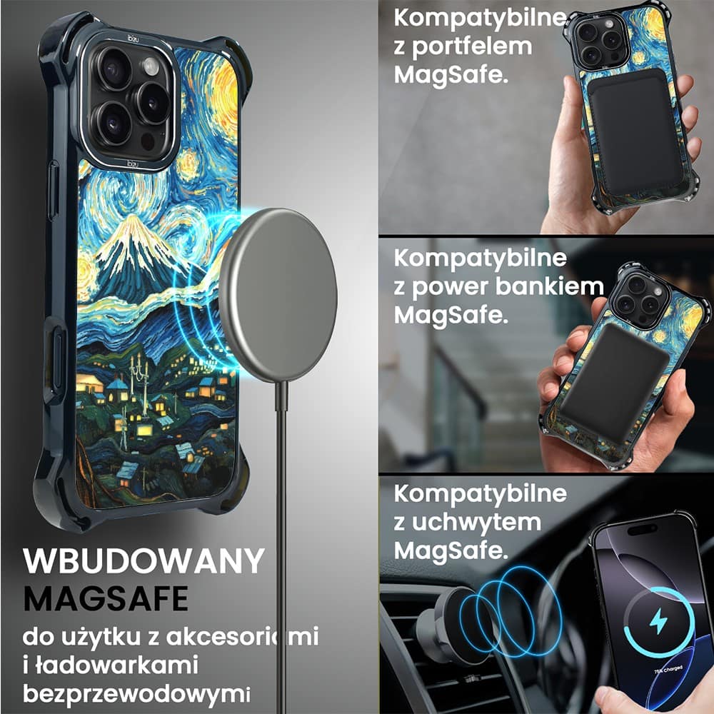 Etui do iPhone 16 Pro, Ibizu DropGuard Ultra z MagSafe, Van Gogh, gwieździsta noc