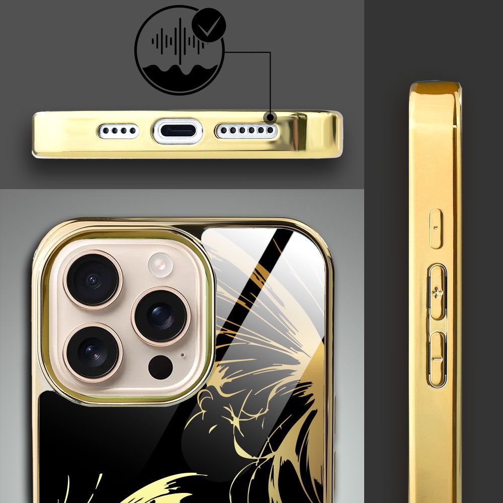 Etui do iPhone 16 Pro, Elite Glass z MagSafe, szklany tył, Golden Midnight, Skrzydła motyla, złote