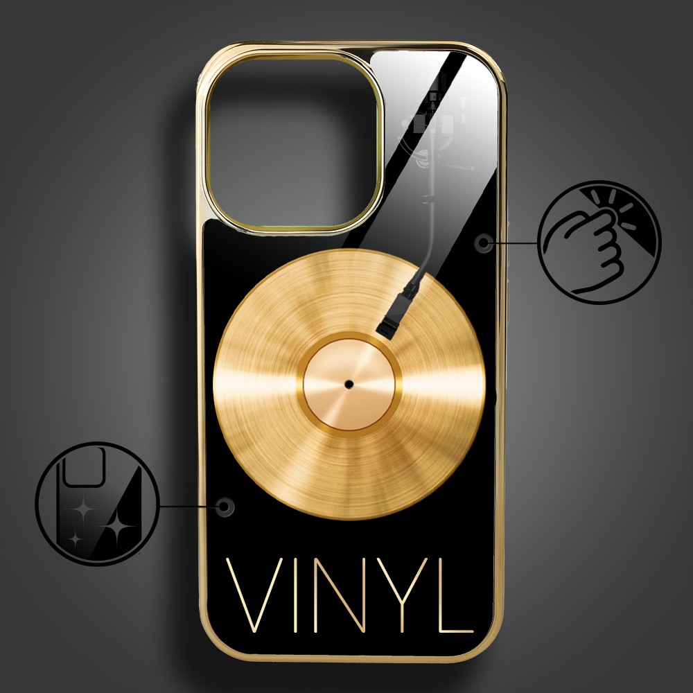 Etui do iPhone 16 Pro, Elite Glass z MagSafe, szklany tył, Golden Midnight, Vinyl Lux, złote