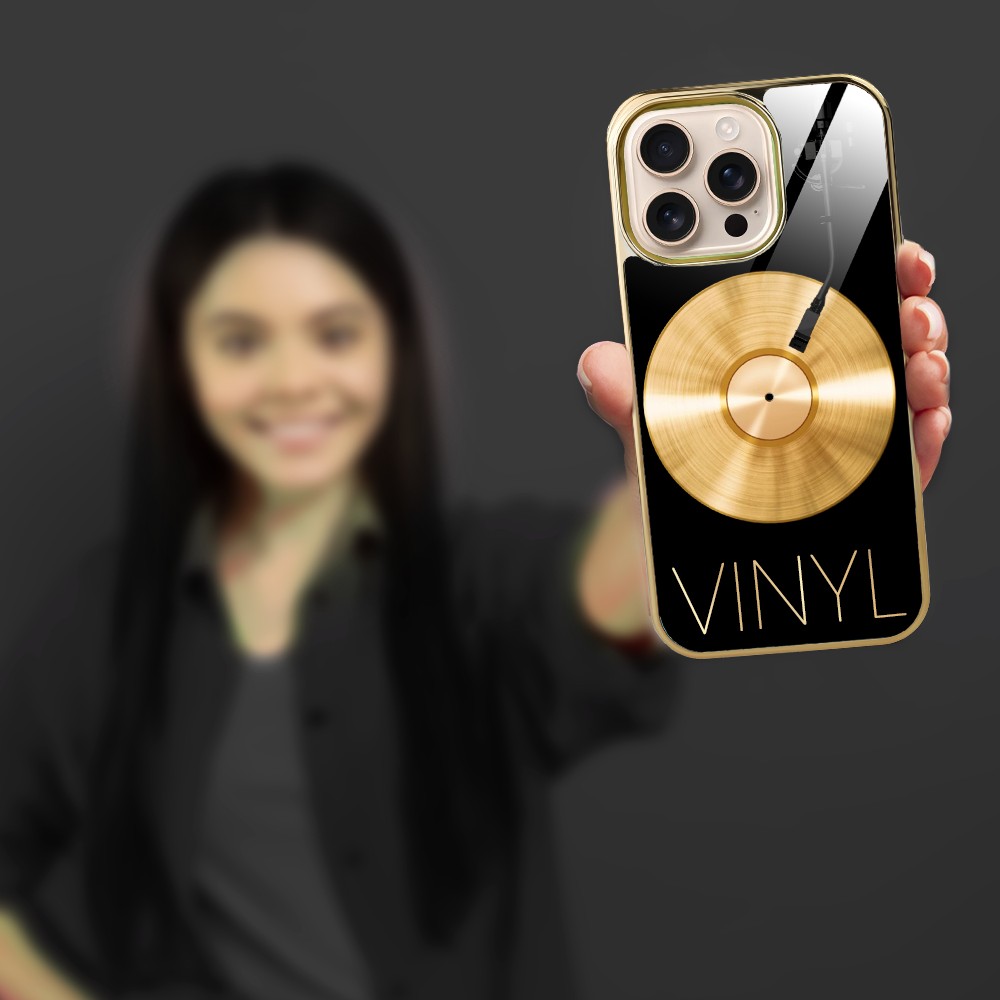 Etui do iPhone 16 Pro, Elite Glass z MagSafe, szklany tył, Golden Midnight, Vinyl Lux, złote