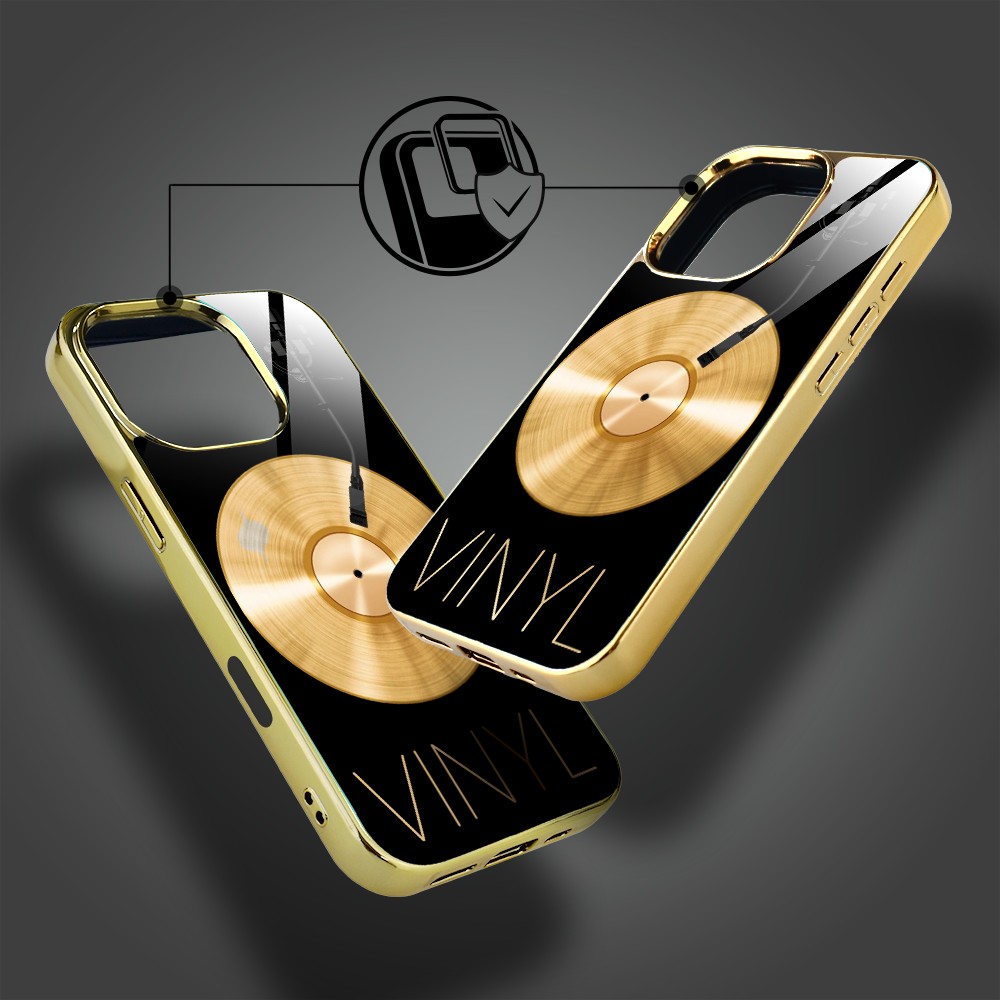 Etui do iPhone 16 Pro, Elite Glass z MagSafe, szklany tył, Golden Midnight, Vinyl Lux, złote