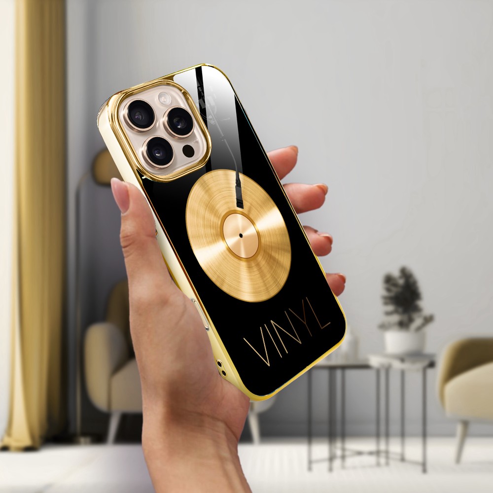 Etui do iPhone 16 Pro, Elite Glass z MagSafe, szklany tył, Golden Midnight, Vinyl Lux, złote