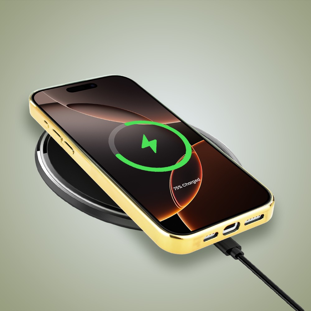 Etui do iPhone 16 Pro Max, Elite Glass z MagSafe, szklany tył, Kwiaty, Taniec ważek, złote