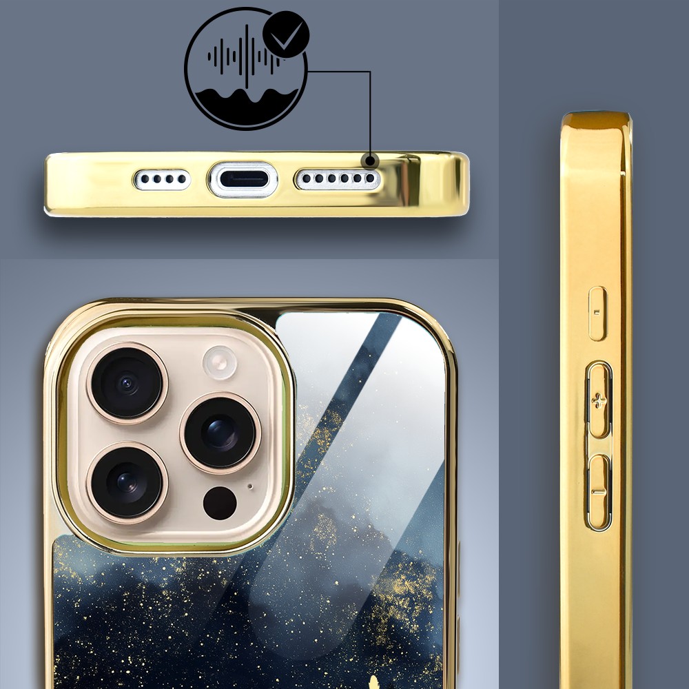 Etui do iPhone 16 Pro Max, Elite Glass z MagSafe, szklany tył, Kwiaty, Złote Trawy o Zmierzchu, złote