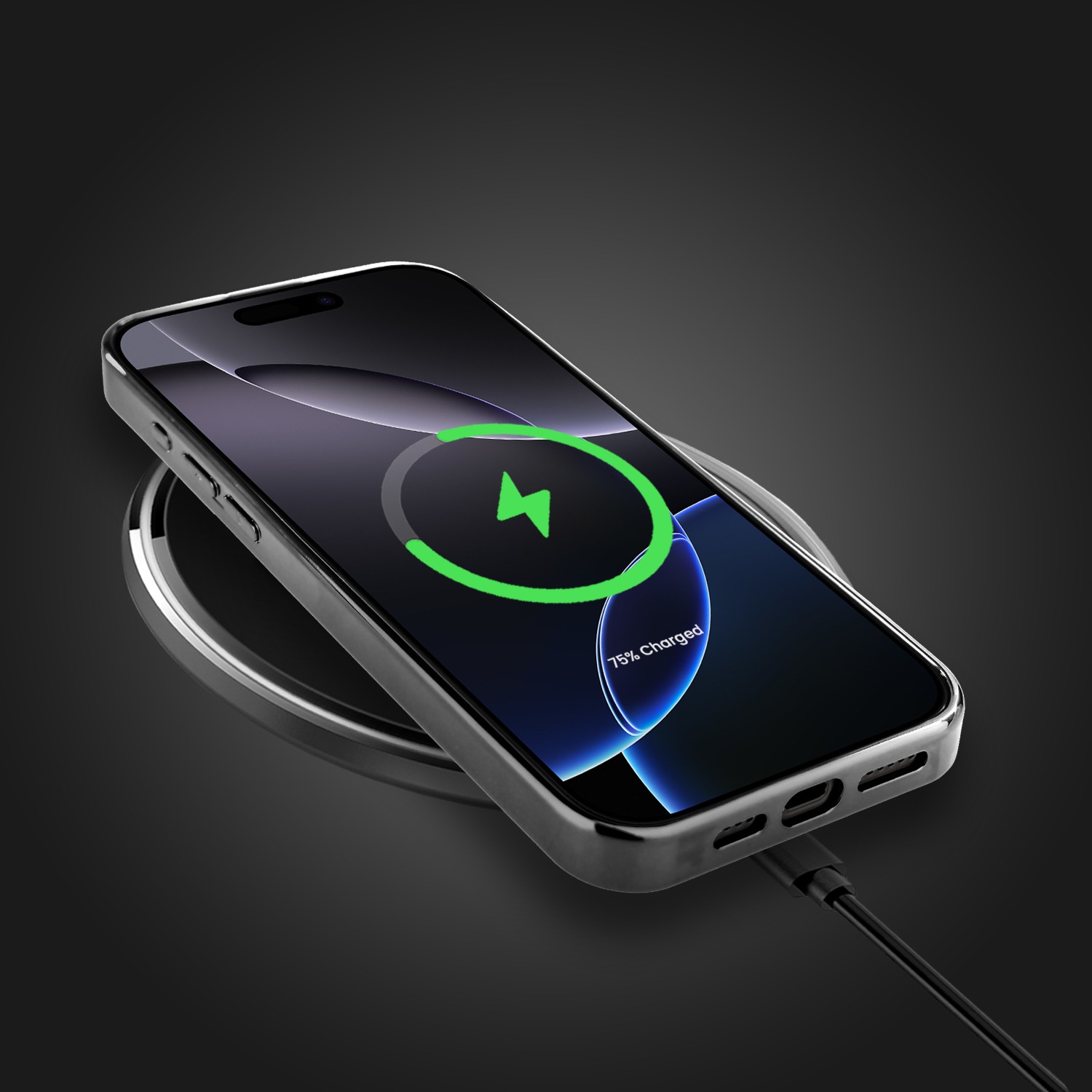 Etui do iPhone 16 Pro, Elite Glass z MagSafe, szklany tył, Mistyczne wzory, Boski promień czarne, czarne