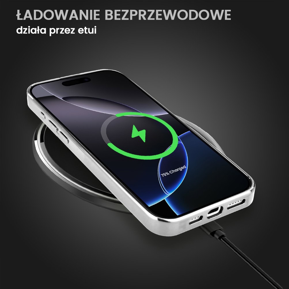 Etui do iPhone 16 Pro, Elite Glass z MagSafe, szklany tył, oko lodowego smoka, srebrne