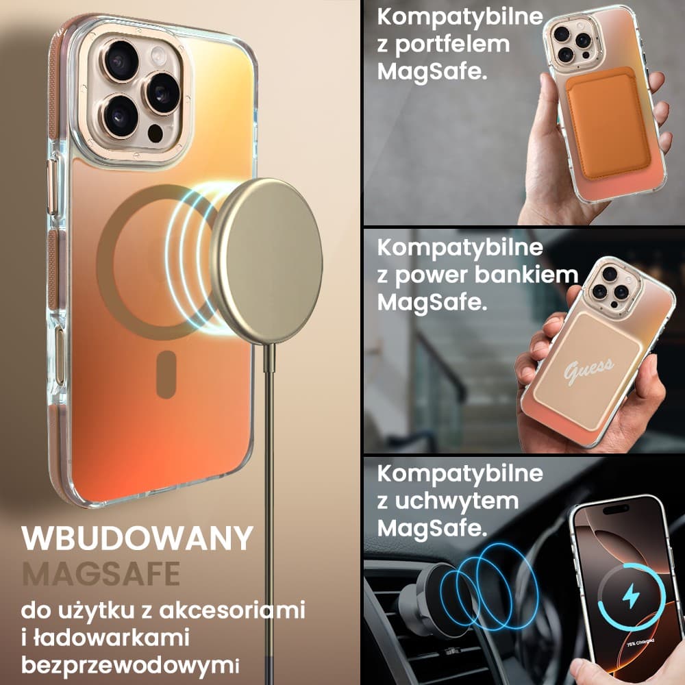 Etui do iPhone 16 Pro Max Sunrise Fusion Grip z MagSafe, nieślizgające, metalowa osłona, tytan pustynny