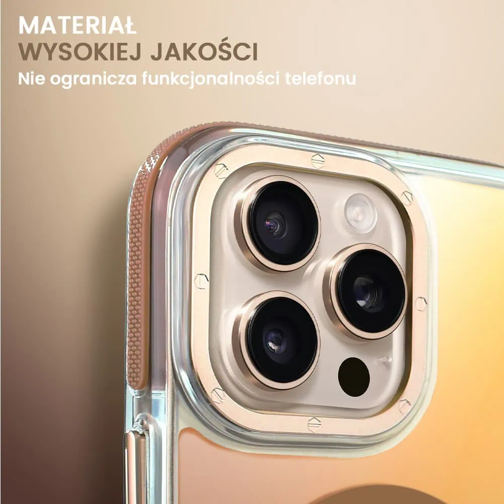 Etui do iPhone 16 Pro Max Sunrise Fusion Grip z MagSafe, nieślizgające, metalowa osłona, tytan pustynny