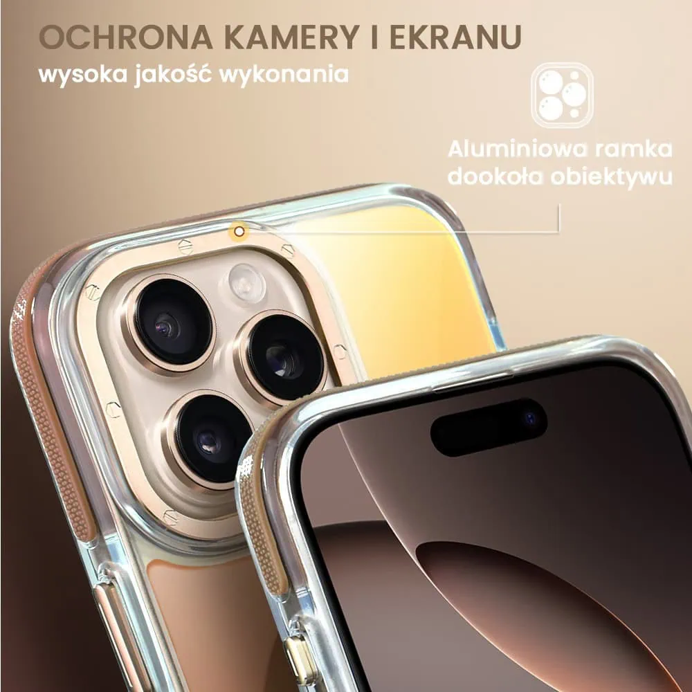 Etui do iPhone 16 Pro Max Sunrise Fusion Grip z MagSafe, nieślizgające, metalowa osłona, tytan pustynny