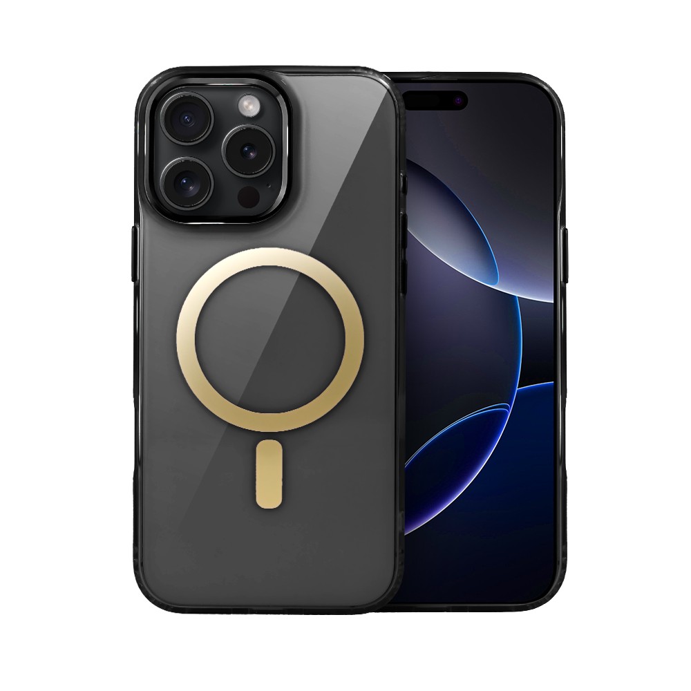 Etui do iPhone 16 Pro Golden Elite, cienkie, ze złotym MagSafe, czarne