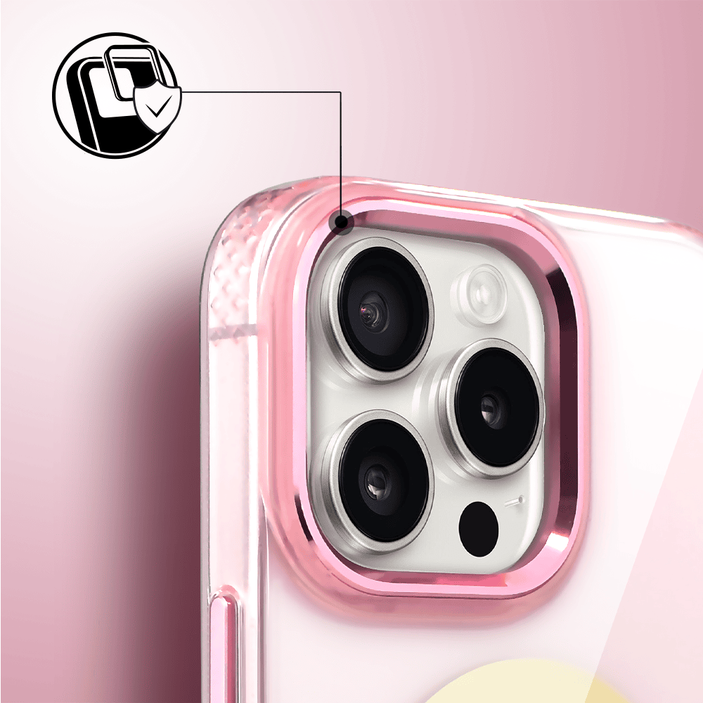 Etui do iPhone 16 Pro Golden Elite, cienkie, ze złotym MagSafe, różowe