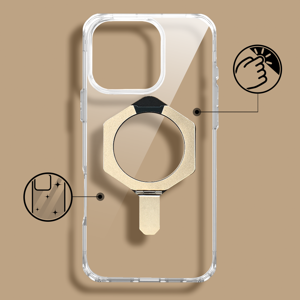 Etui do iPhone 16 Pro Max HexArmor Skin Stand, twarde z podstawką, tytan pustynny