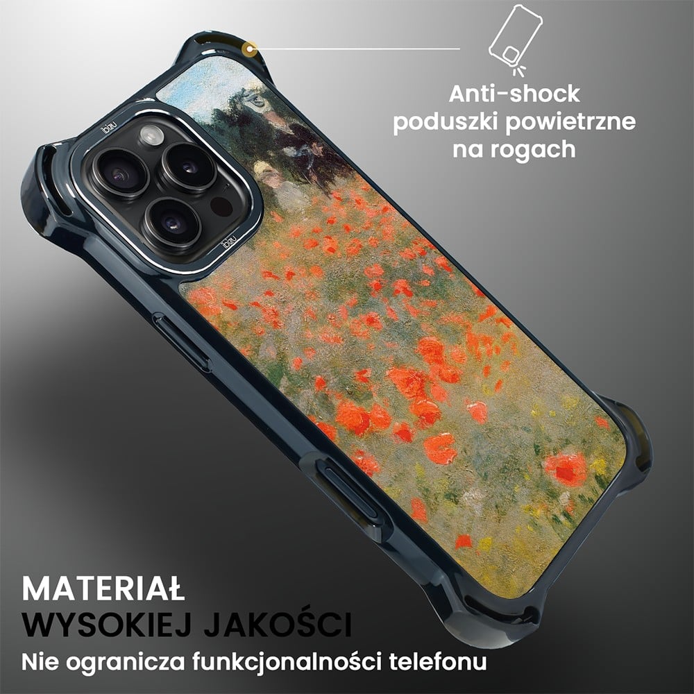 Etui do iPhone 16 Pro Max, Ibizu DropGuard Ultra z MagSafe, Claude Monet, pole maków