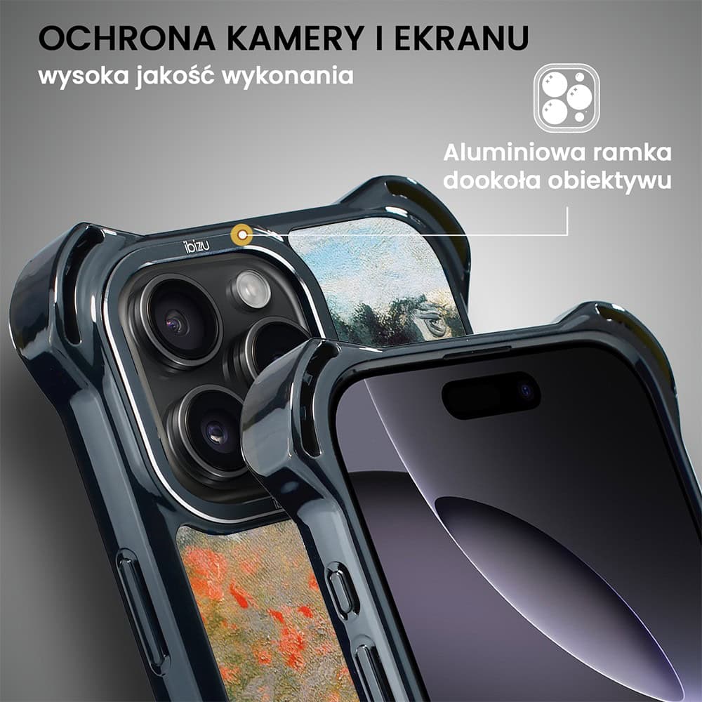 Etui do iPhone 16 Pro Max, Ibizu DropGuard Ultra z MagSafe, Claude Monet, pole maków