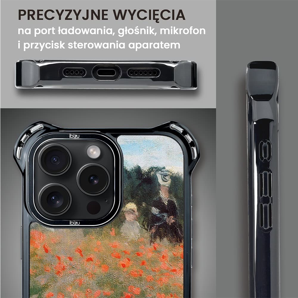 Etui do iPhone 16 Pro Max, Ibizu DropGuard Ultra z MagSafe, Claude Monet, pole maków