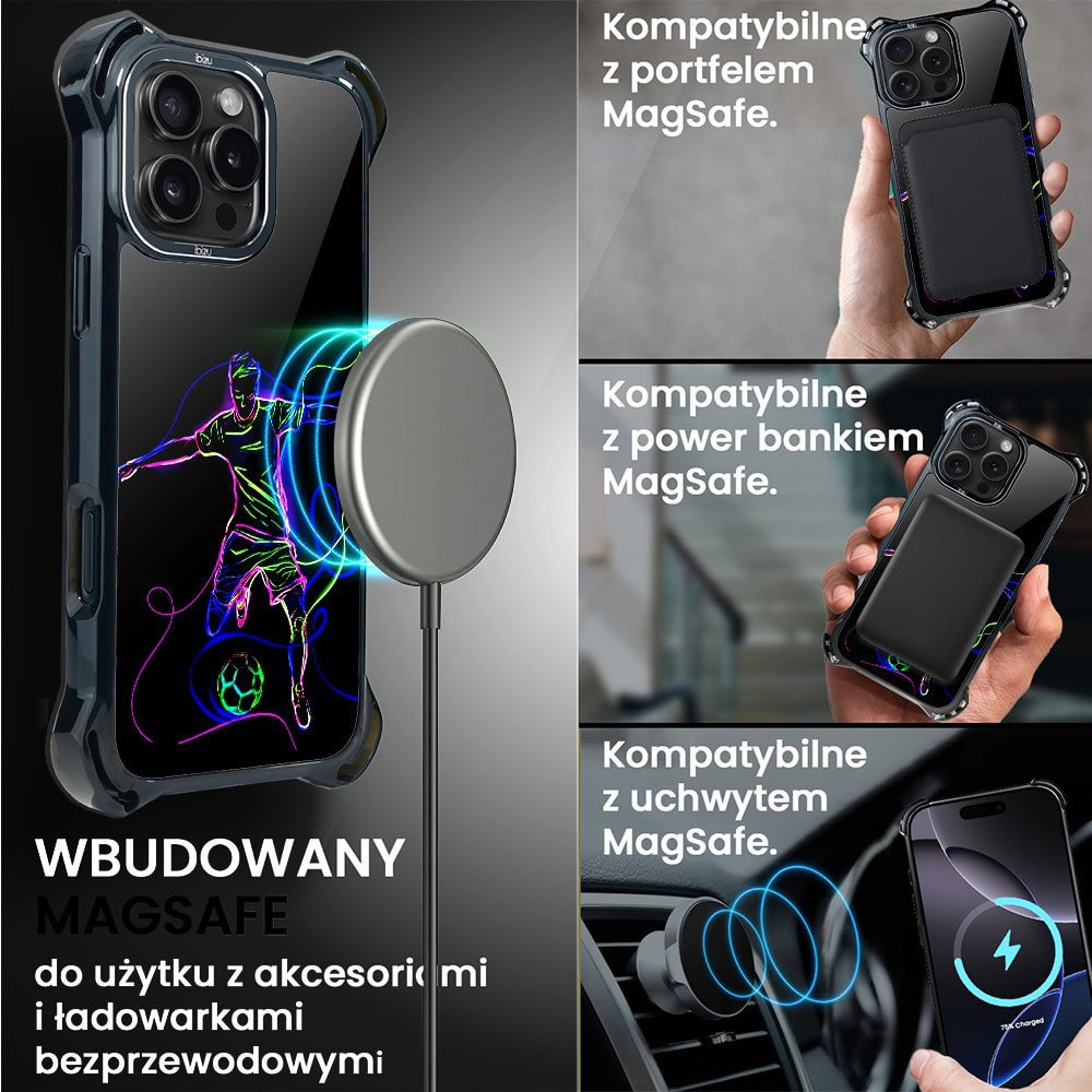 Etui do iPhone 16 Pro, Ibizu DropGuard Ultra z MagSafe, #ElectroMove, Moc football’u