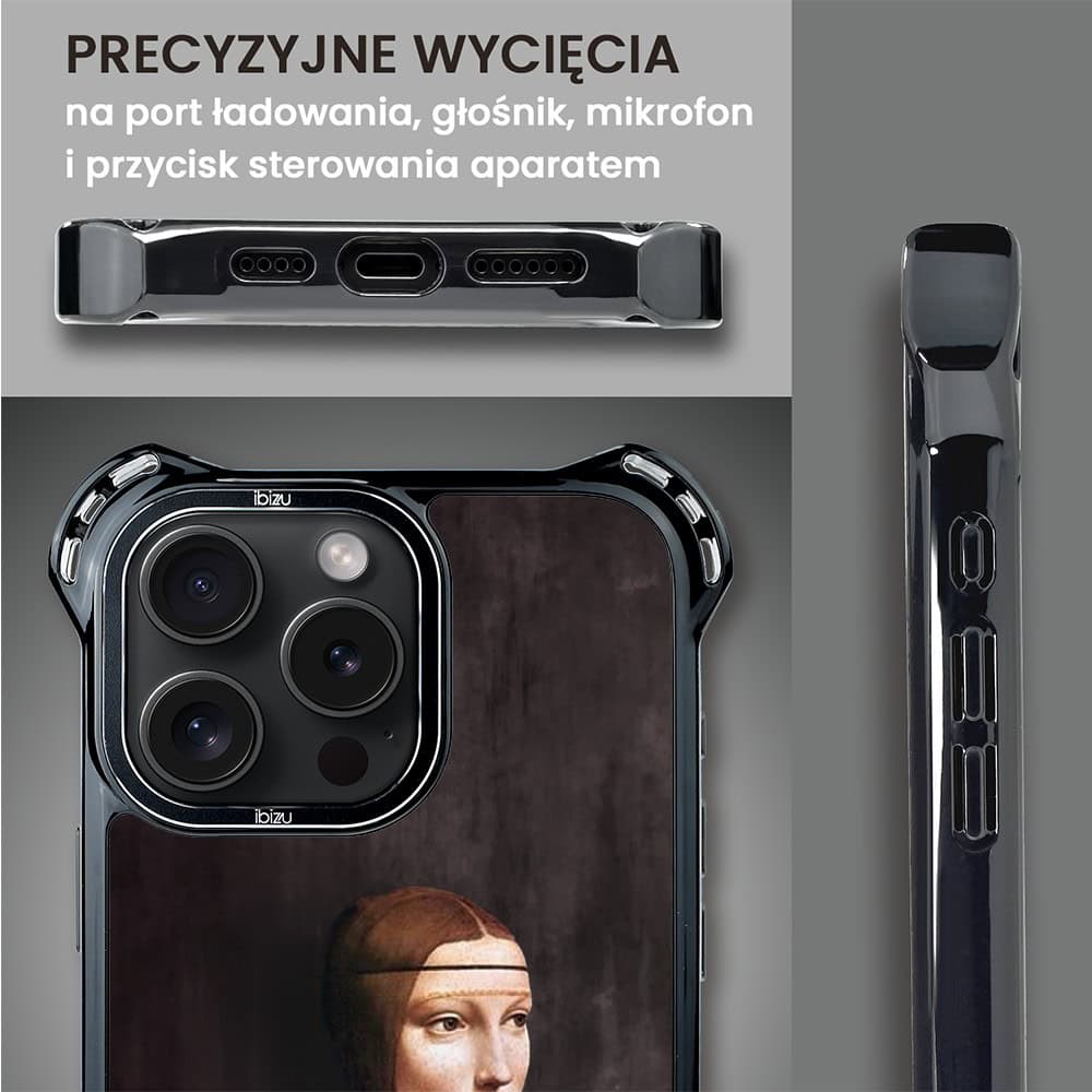 Etui do iPhone 16 Pro, Ibizu DropGuard Ultra z MagSafe, Leonardo Da Vinci, dama z kotem