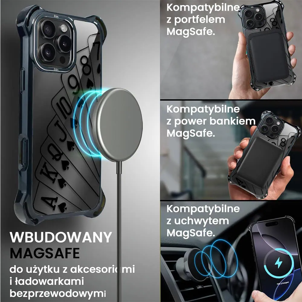 Etui do iPhone 16 Pro, Ibizu DropGuard Ultra z MagSafe, Midnight, Karty do gry